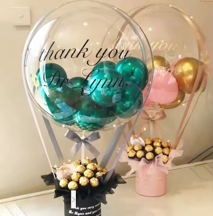 Party Decoration Flower Basket Birthday Party Valentine's Day Gift Arrangement Decorative Wave Balloon Bouquet